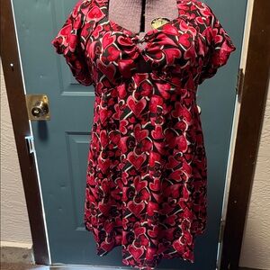 Heart Patterned High Low Dress